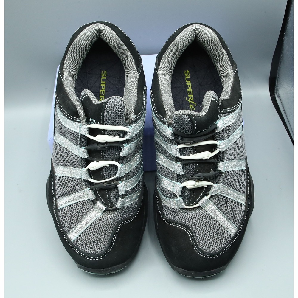 Kuru Womens Chicane Walking Shoes Black Grey Teal Bungee Lace Low Top Size 6